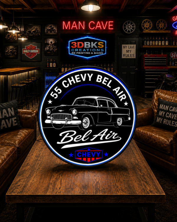55 Chevy Bel Air Double-Sided 3D Printed LED Lightbox
