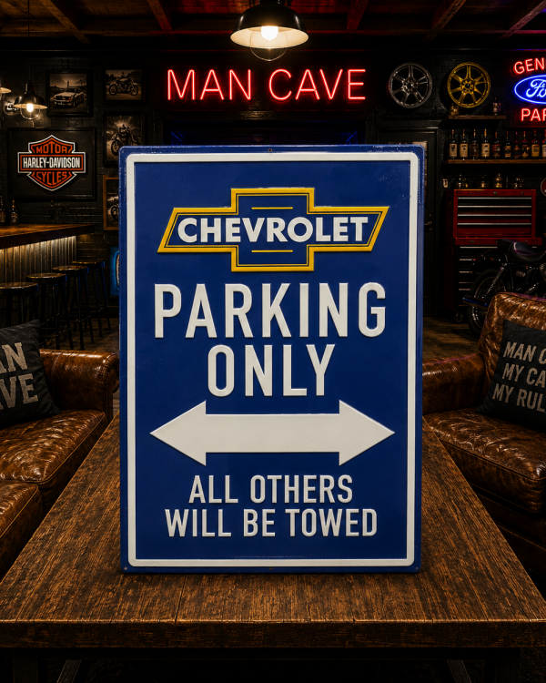 Officially Licensed Chevrolet Parking Only Embossed Metal Sign