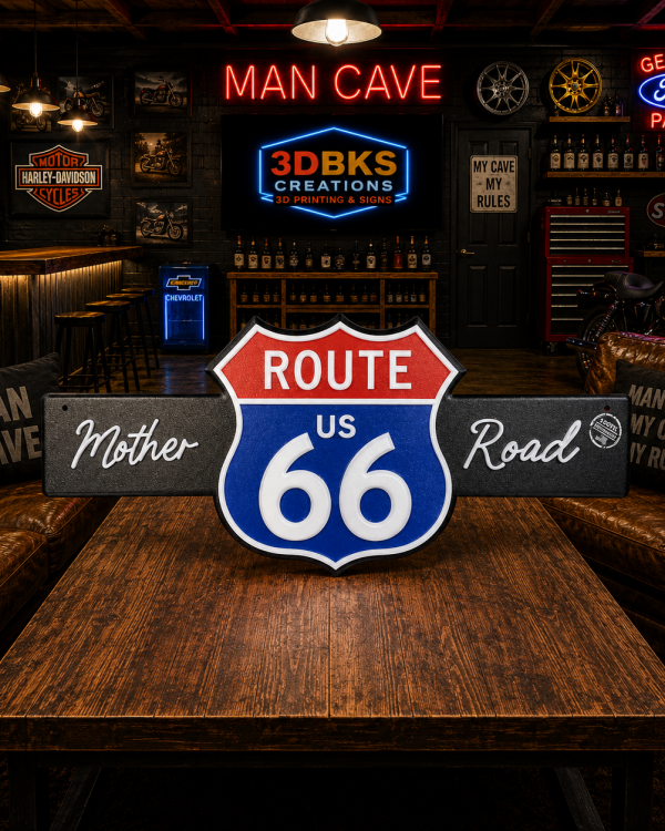 Route 66 "Mother Road" Embossed Metal Sign