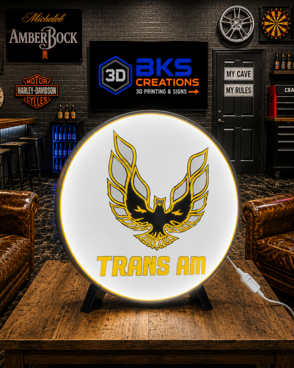 Trans Am 3D-Printed Double-Sided LED Lightbox
