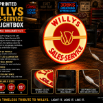 Willys Sales & Service 3D-Printed Double-Sided LED Lightbox view 2