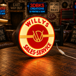 Willys Sales & Service 3D-Printed Double-Sided LED Lightbox view 1