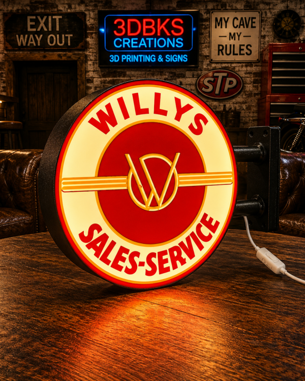 Willys Sales & Service 3D-Printed Double-Sided LED Lightbox