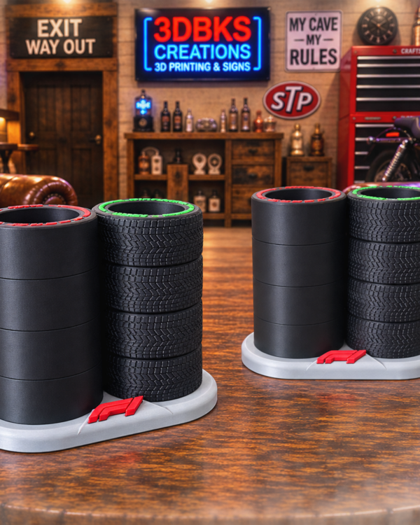 Realistic 3D-Printed F1 Racing Tire Pen & Pencil Holder